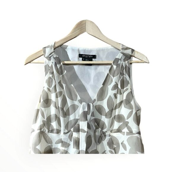ETCETERA 100% Silk Luxury Ivory and Taupe Sleeveless Shell Tank Cami Size 8 - Picture 3 of 10